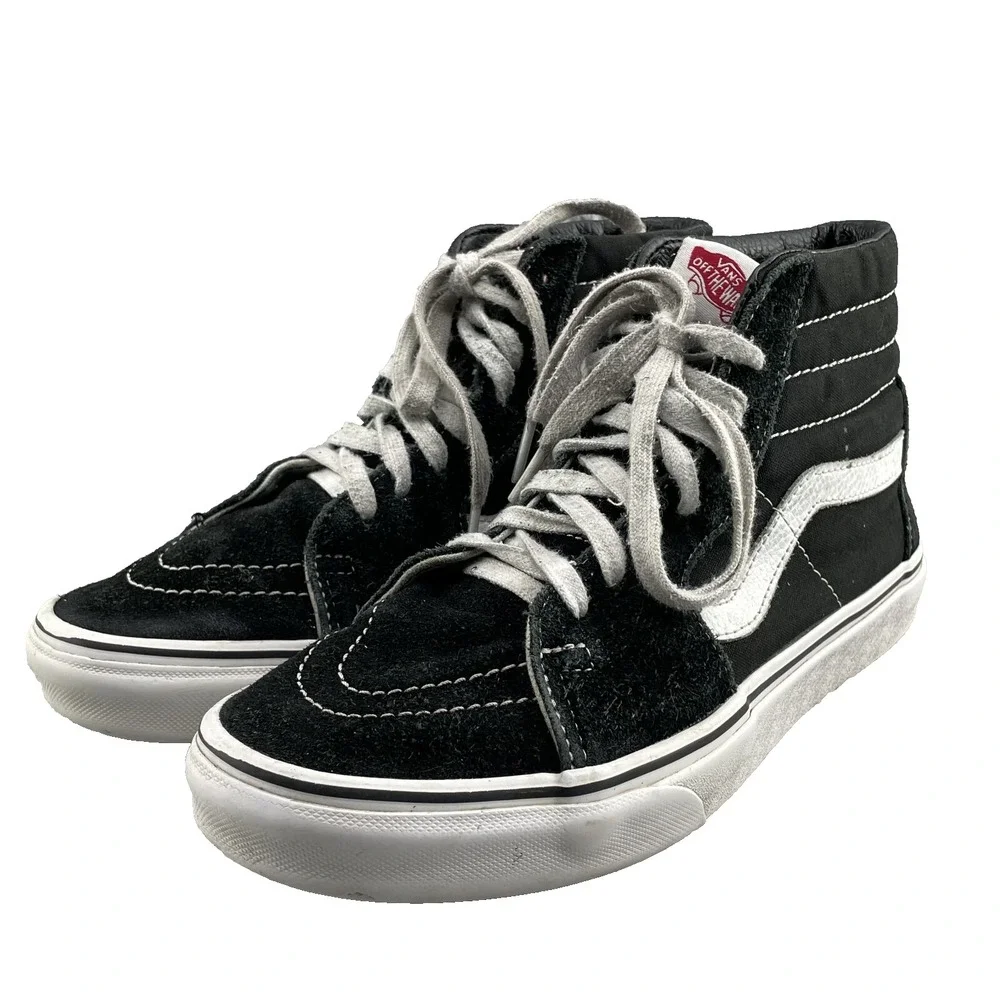 Vans Old Skool Shoes Men's 8 Black High Canvas Sneakers Skateboarding Streetwear